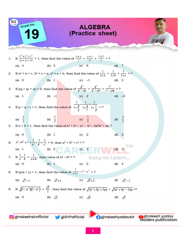 Practice Sheet - 19 | PDF