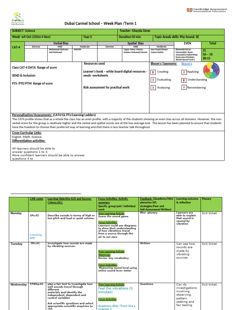 W10.oct Weekly Plany5 | PDF