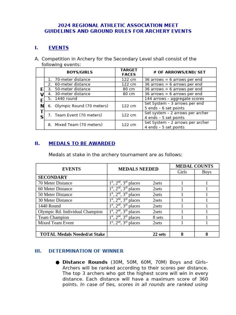 Raam - Guidelines and Ground Rules For Archery Events 2023 | PDF