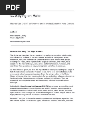 Spying on Hate - How to Use OSINT to Uncover and Combat Extremist Hate Groups