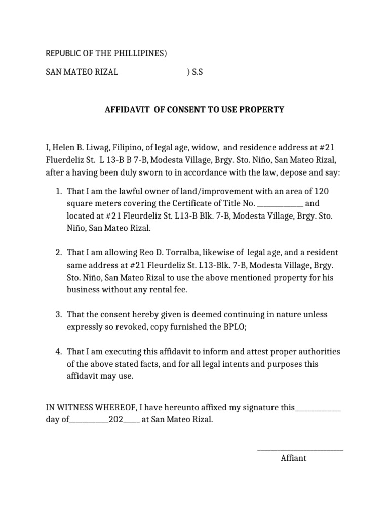 Affidavit of Consent | PDF