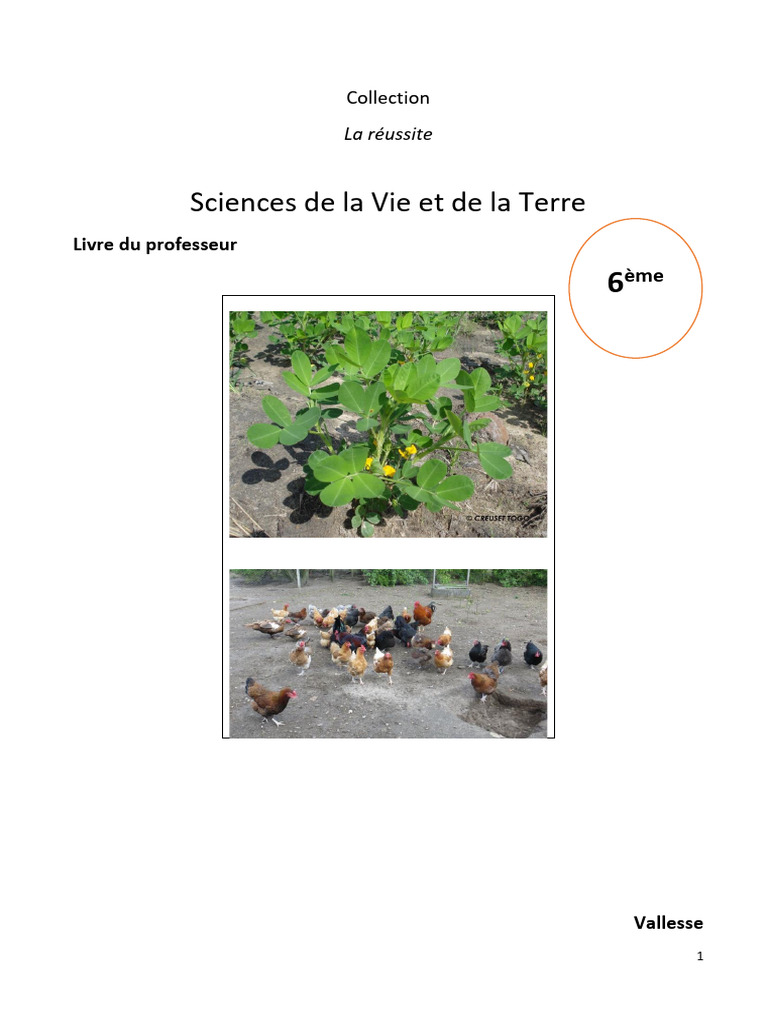 SVT Manuel 6ème Livre de Professeur | PDF