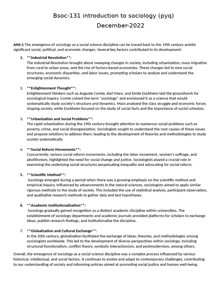 Bsoc 131 | PDF
