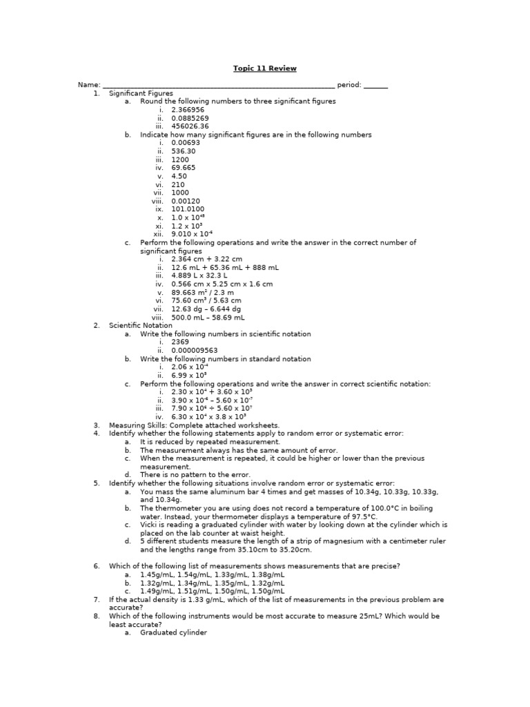 Topic 11 Review - 2020 | PDF