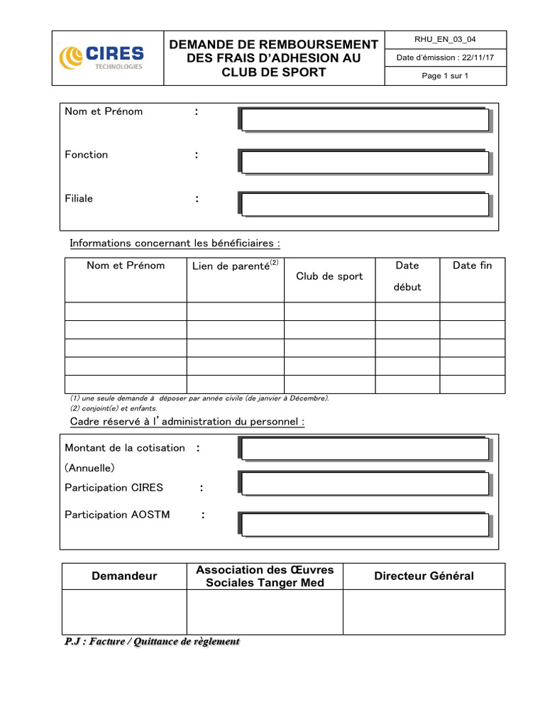 Demande D'adhesion Au Club de Sport (PR3) | PDF