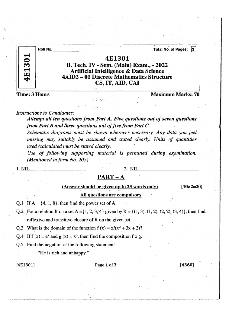 Cs IV Sem Paper 2022 | PDF
