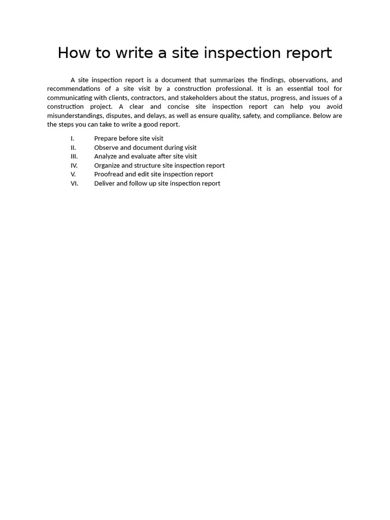 Site Inspection Report | PDF