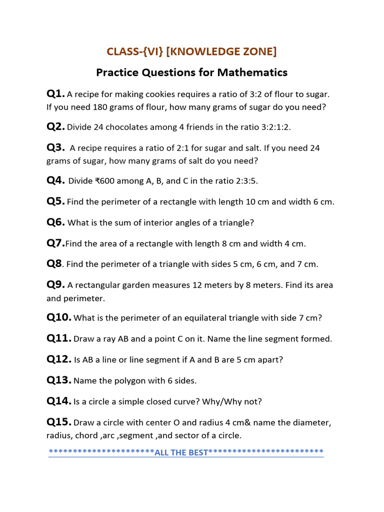 CLASS VI Knowledge Zone | PDF | Home & Garden
