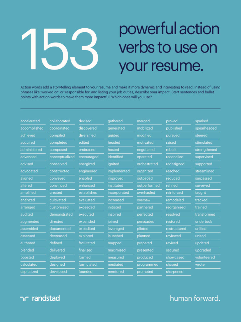 Powerful Action Verbs For Your Resume en | PDF