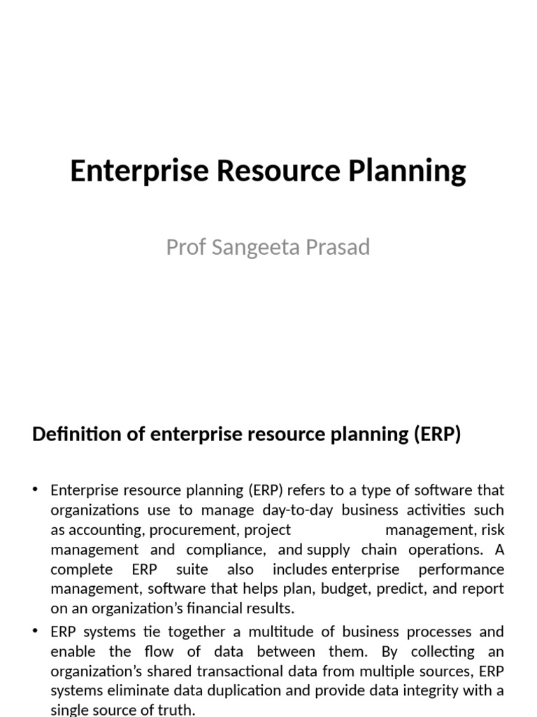 Understanding Enterprise Resource Planning (ERP) | PDF | Enterprise ...