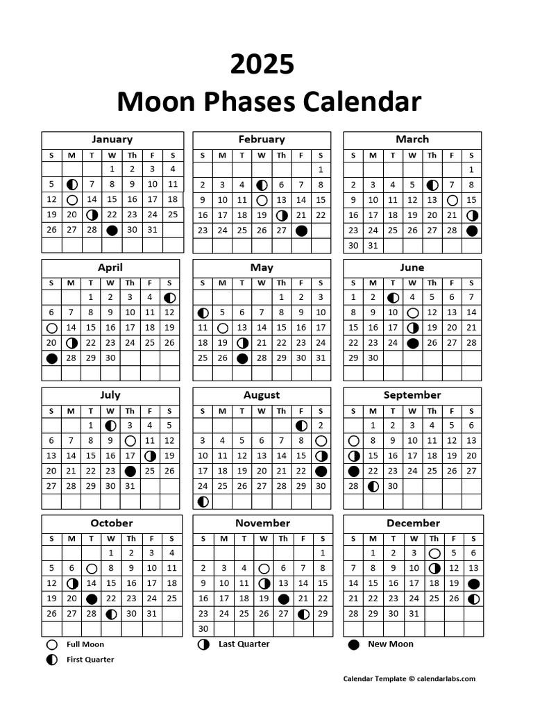 2025 Moon Calendar Phases With Signs PDF