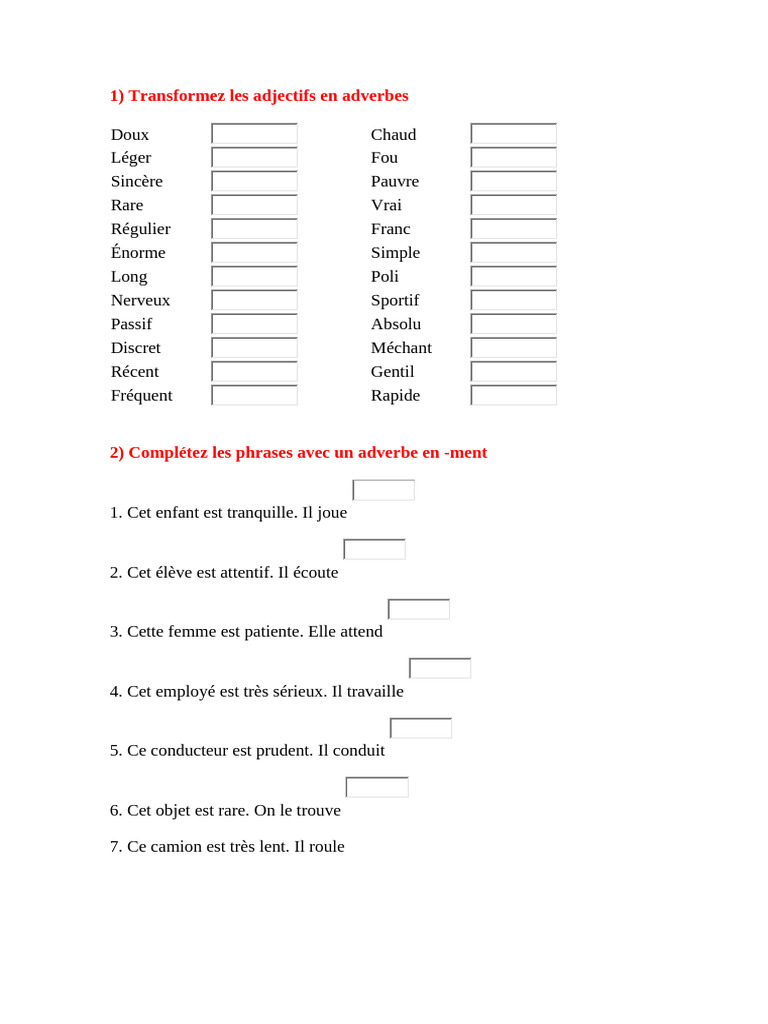 Adverbes En Ment Pdf