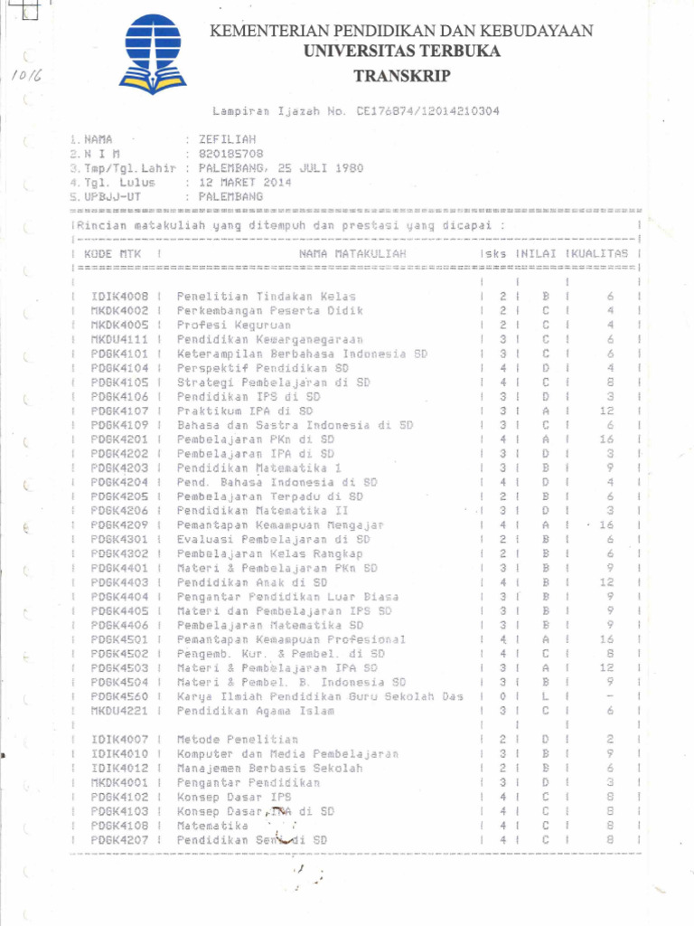 Transkip | PDF