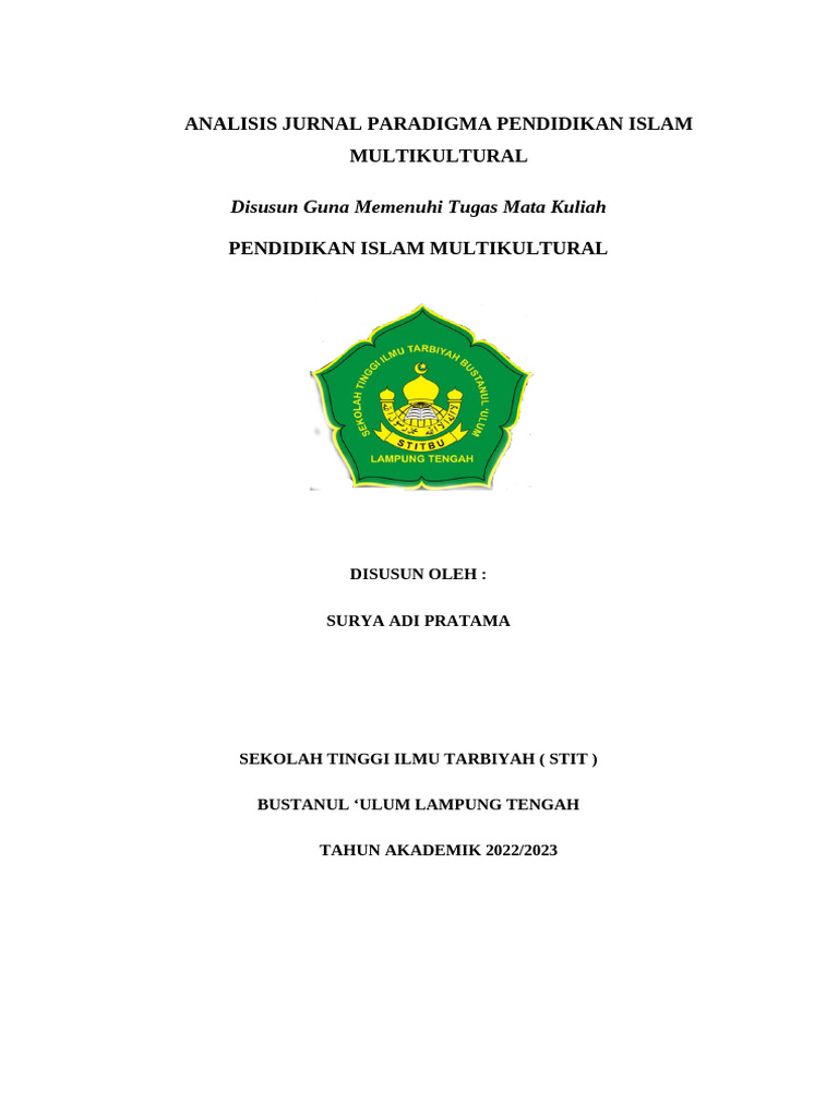 Analisis Jurnal Paradigma Pendidikan Islam Multikultural Pdf