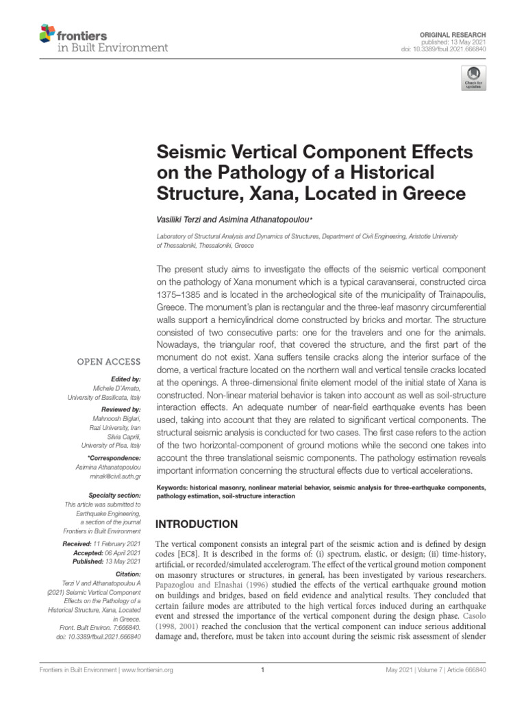 Seismic Vertical Component Effects On The Patholog | PDF