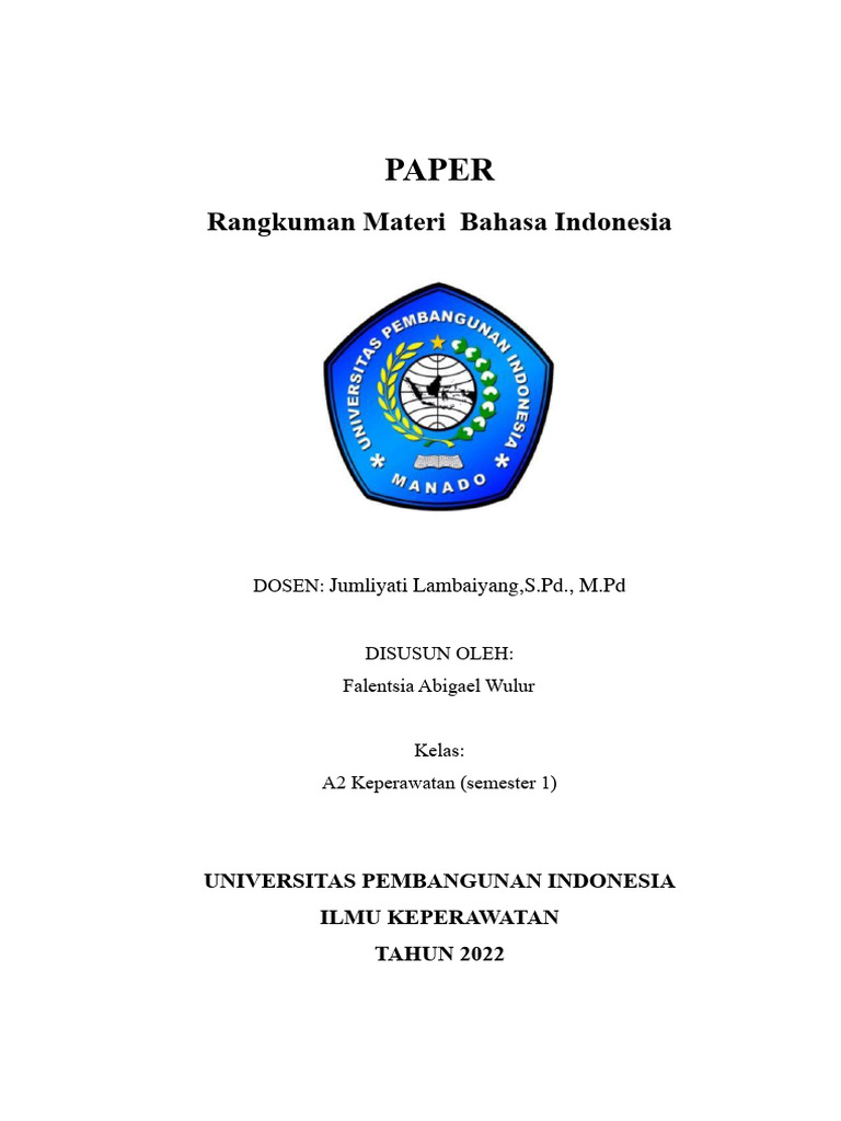 UTS PAPER BHS INDO Falentsia Abigael Wulur | PDF