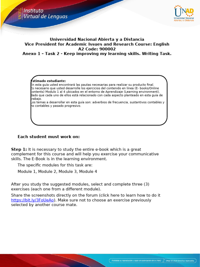 Activity 2 Keep Improving My Learning Skills - Writing Task | PDF ...
