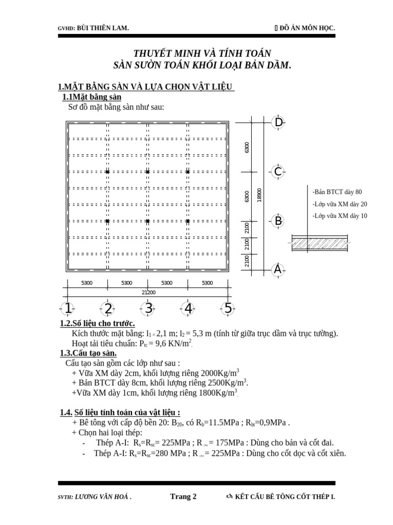 Thuyet Minh Do An Be Tong 1 1 | PDF
