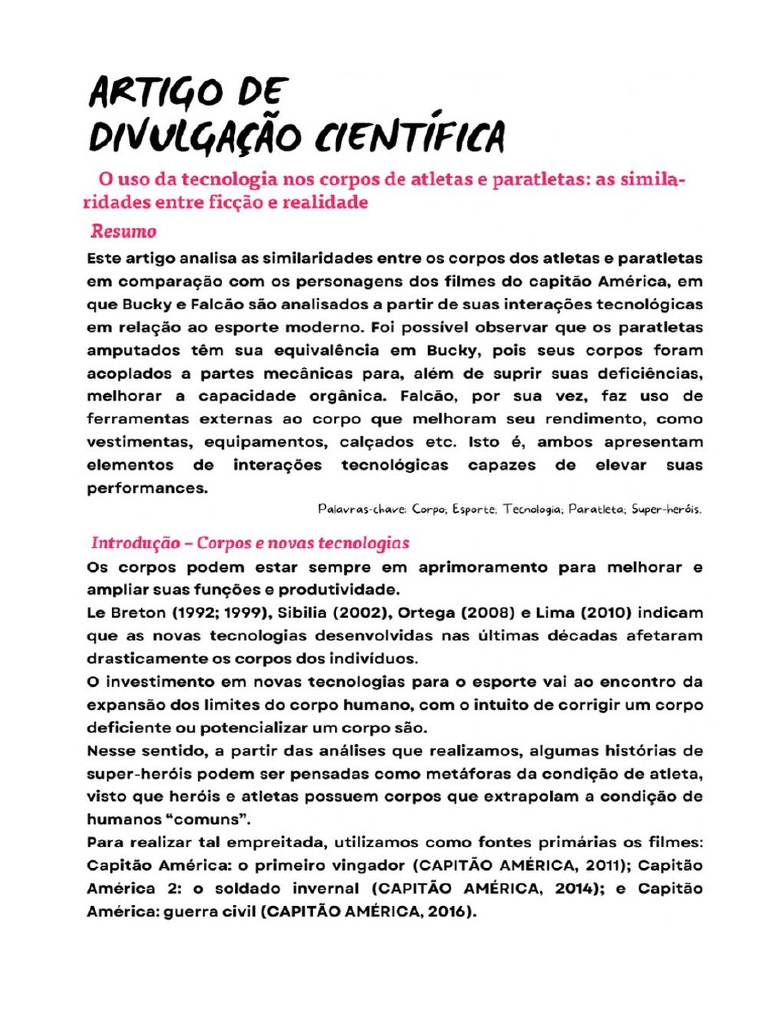 Artigo de Divulgação Científica - 5° Ano PDF | PDF