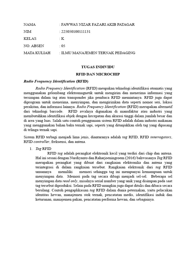 Tugas IMTP - RFID Dan Microchip - FAWWAS | PDF