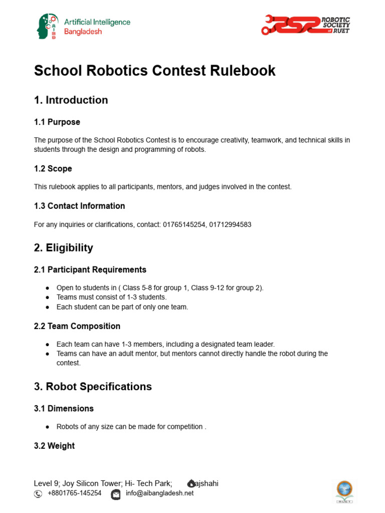 Robotics Contest Rulebook | PDF