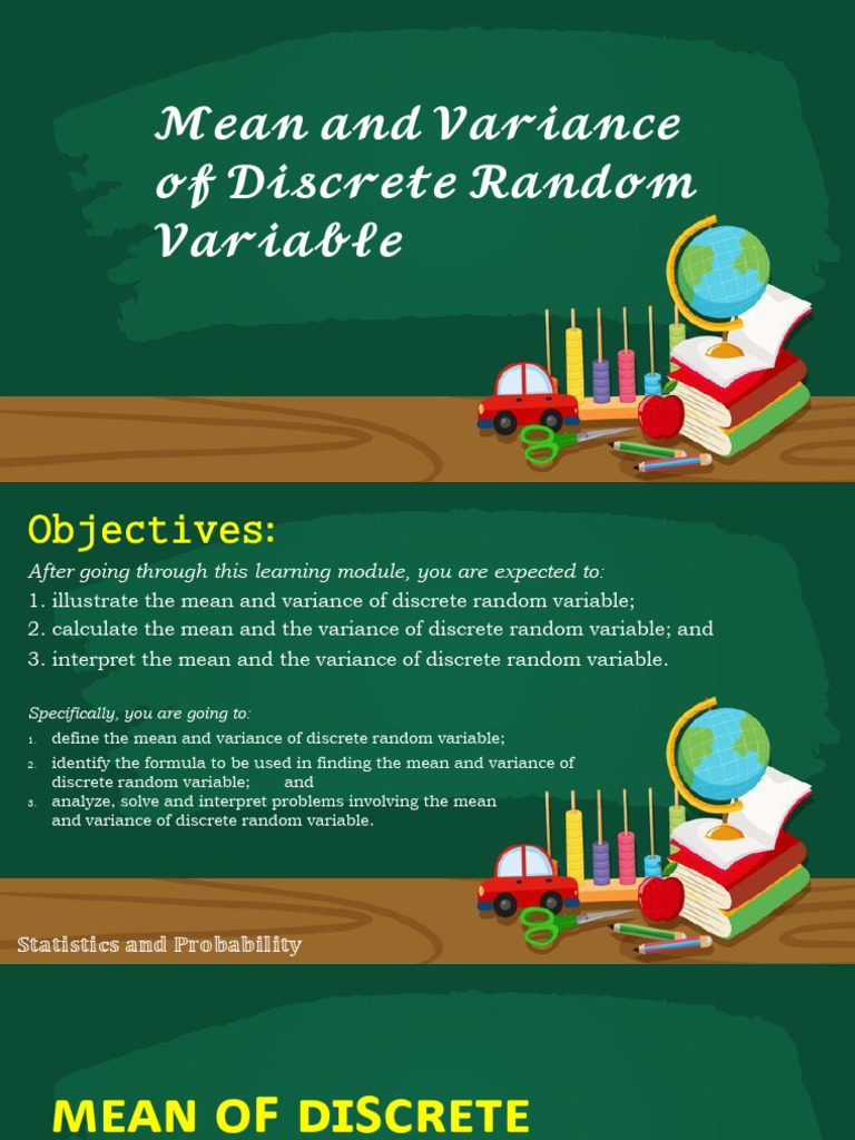 LESSON 2 - Mean Variance and Standard Deviation of Discrete Random ...