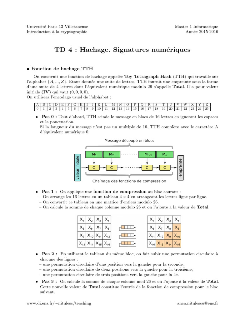 Hachage et Signatures Numériques | PDF | Public-key cryptography ...