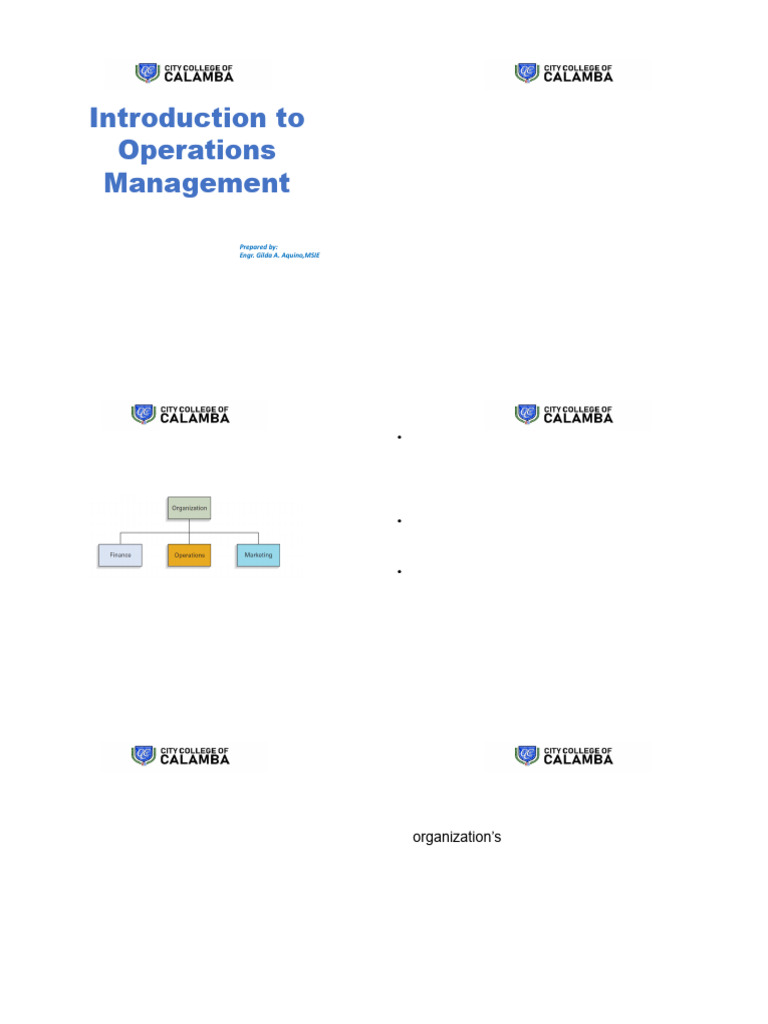 Introduction to operations management the three basic functions of