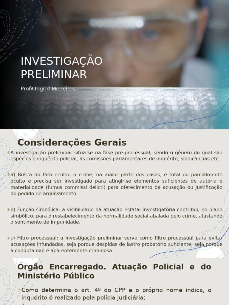 Investigação Preliminar Slides | PDF