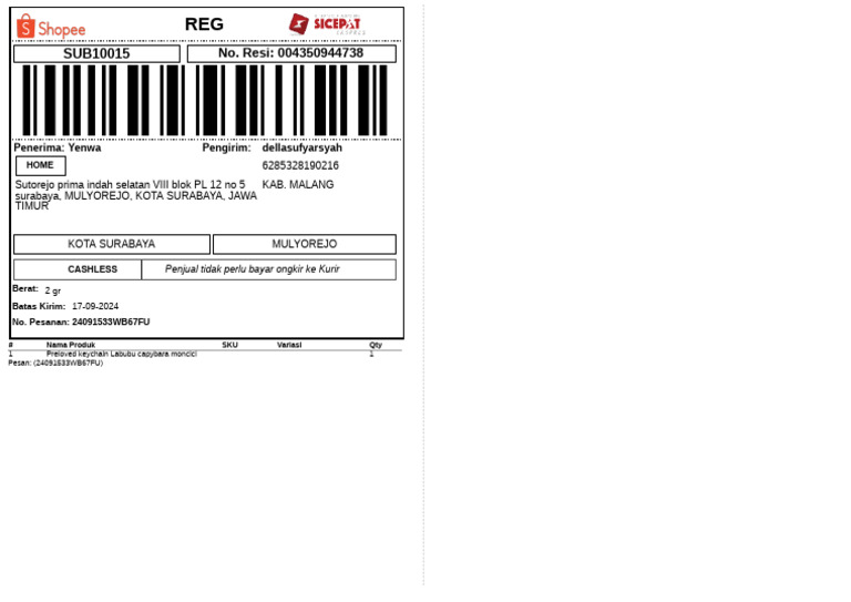 Label Pengiriman | PDF