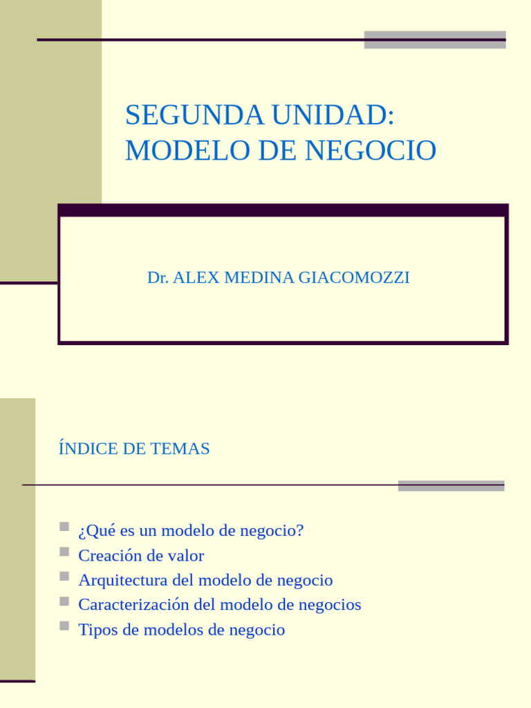 Unidad II Modelo de Negocio | PDF