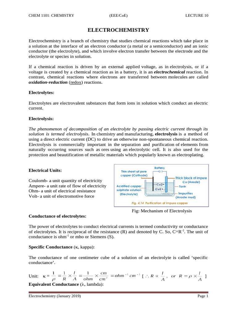 Electro Chemistry | PDF