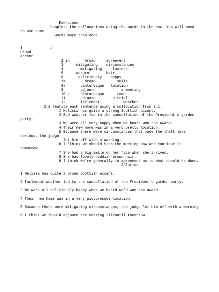 Collocations Homework | PDF