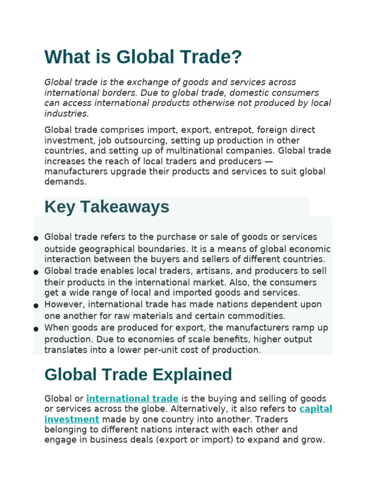 What Is Global Trade | PDF | Exports | Trade