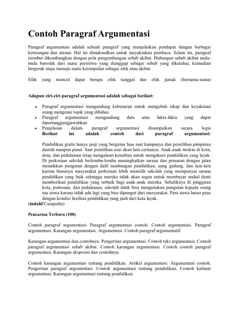 Contoh Paragraf Argumentasi Pdf