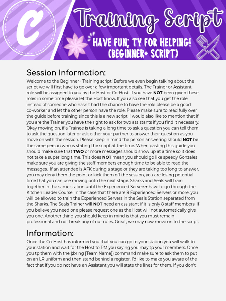 C - Training Script (Beginner+) | PDF