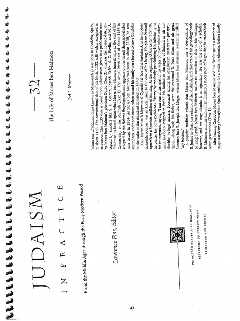 Kraemer - Life of Maimonides | PDF