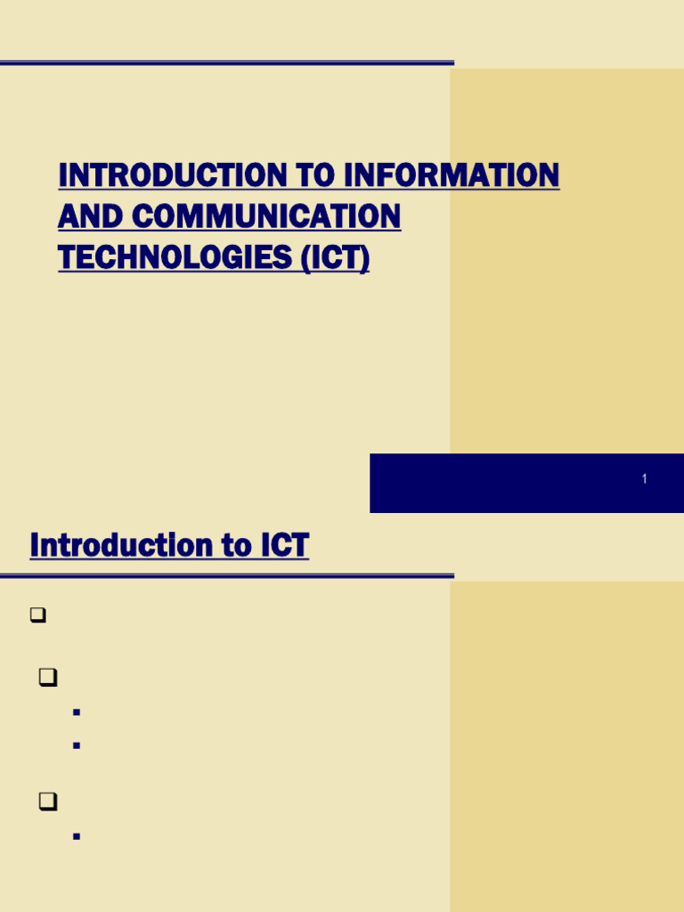 Lecture 01 Introduction To ICT | PDF