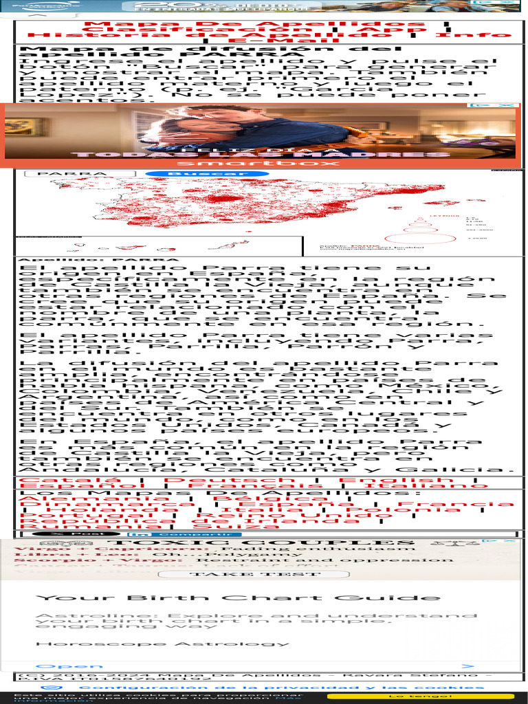 Difusión Apellido PARRA Mapa de Apellidos PDF