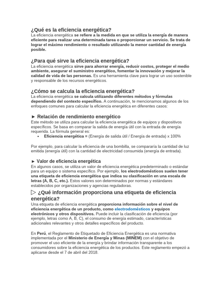 Qué Es La Eficiencia Energética | PDF | Uso eficiente de energía ...