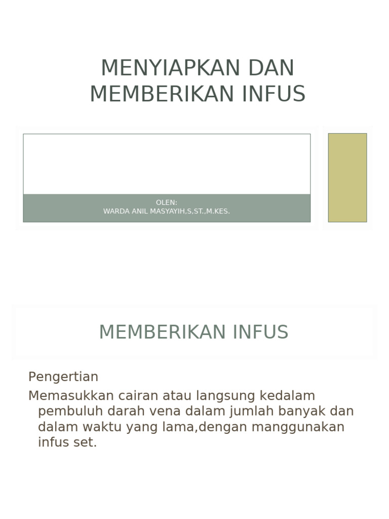 Menyiapkan Dan Memberikan Infus | PDF