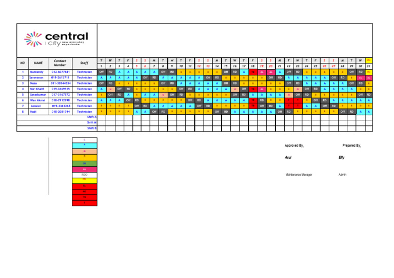 Roster October 2024 - Maintenance 30.09.2024 | PDF