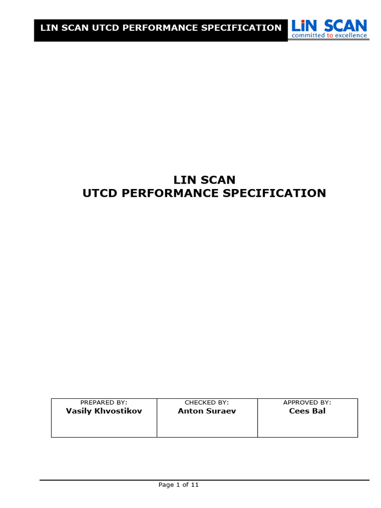 LIN SCAN UTCD Performance Specs | PDF | Specification (Technical ...