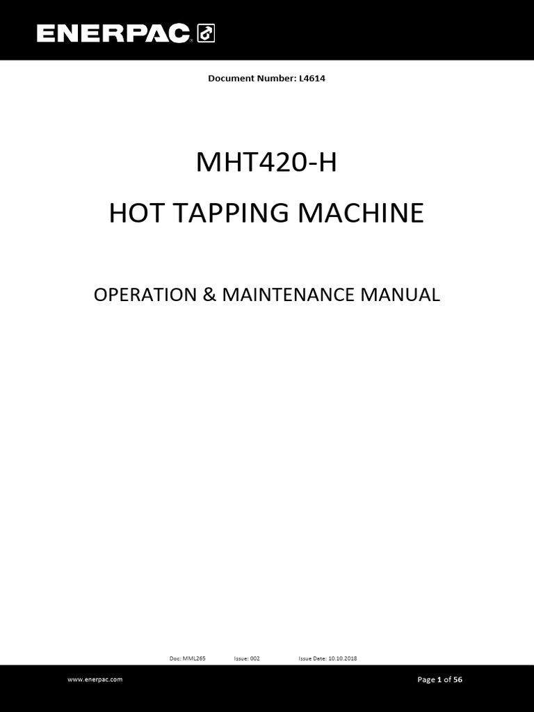 MHT420-H Hot Tapping Machine: Operation & Maintenance Manual | PDF