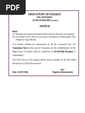 High Court of Gujarat: (Translator) | PDF