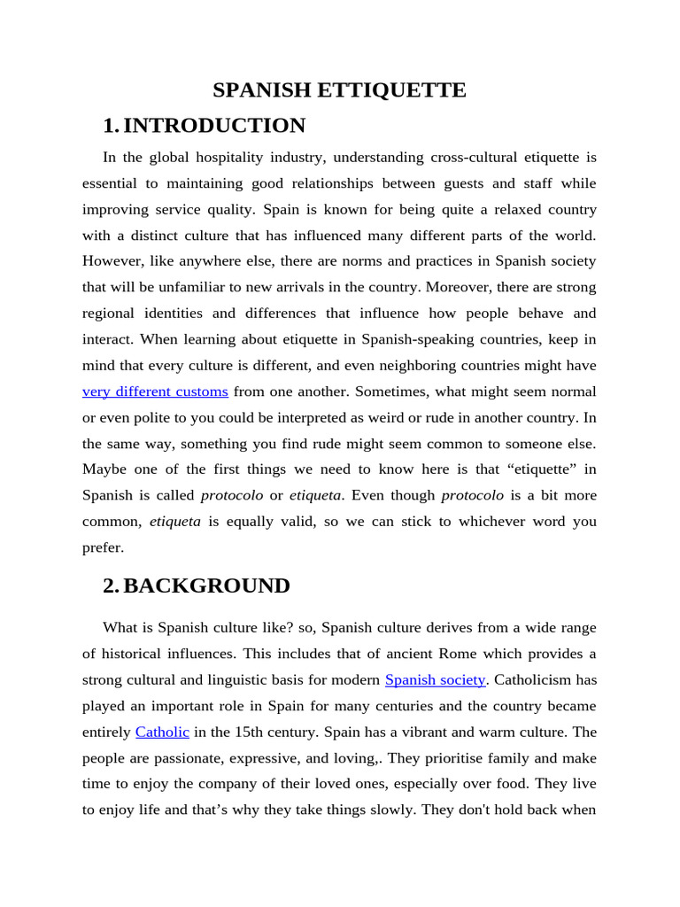 Script Presentation For Spanish Ettiquette | PDF | Meal | Foreign ...
