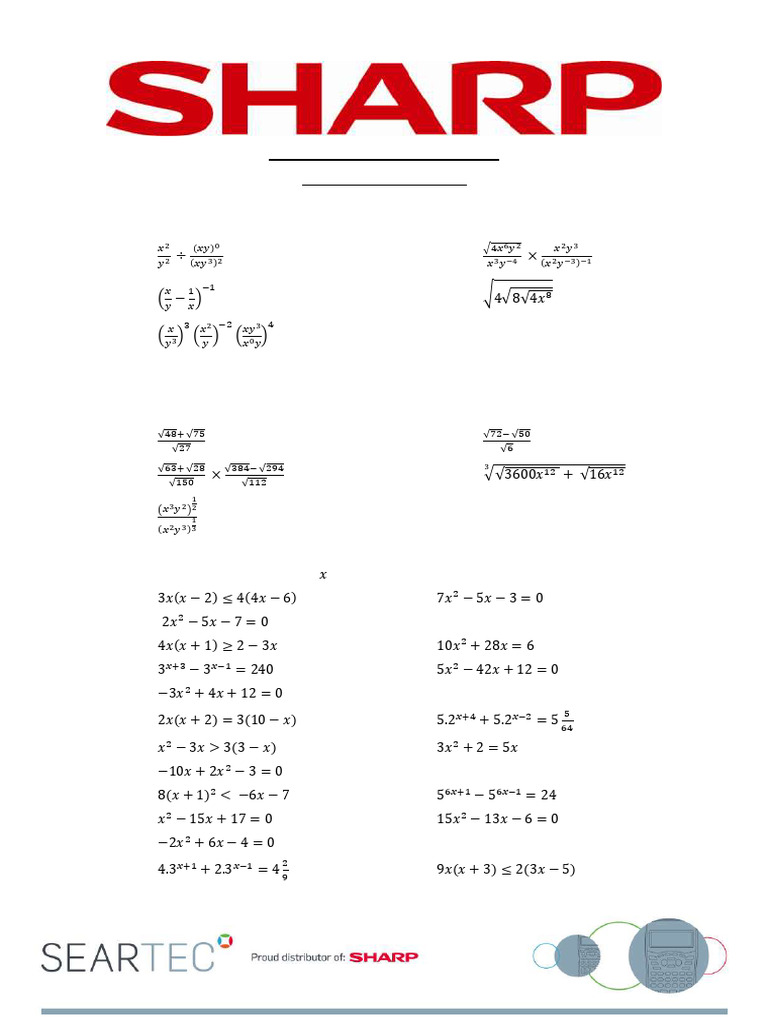 Grade 11 Math Revision Worksheet | PDF | Quadratic Equation | Teaching ...