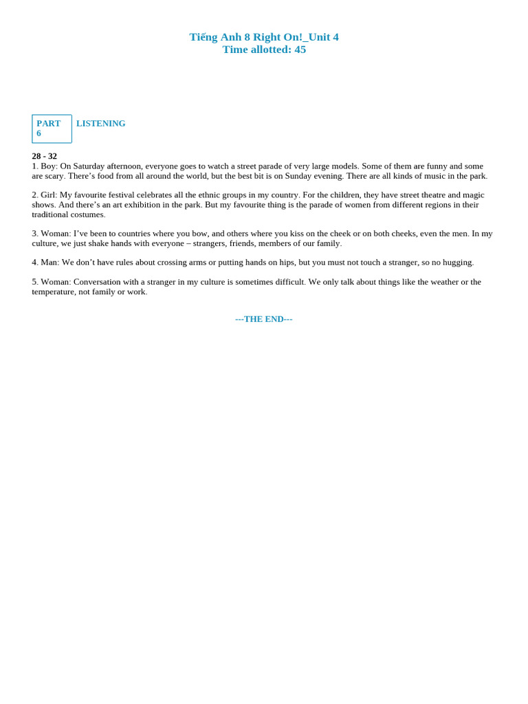 Audio Script RO 8 | PDF