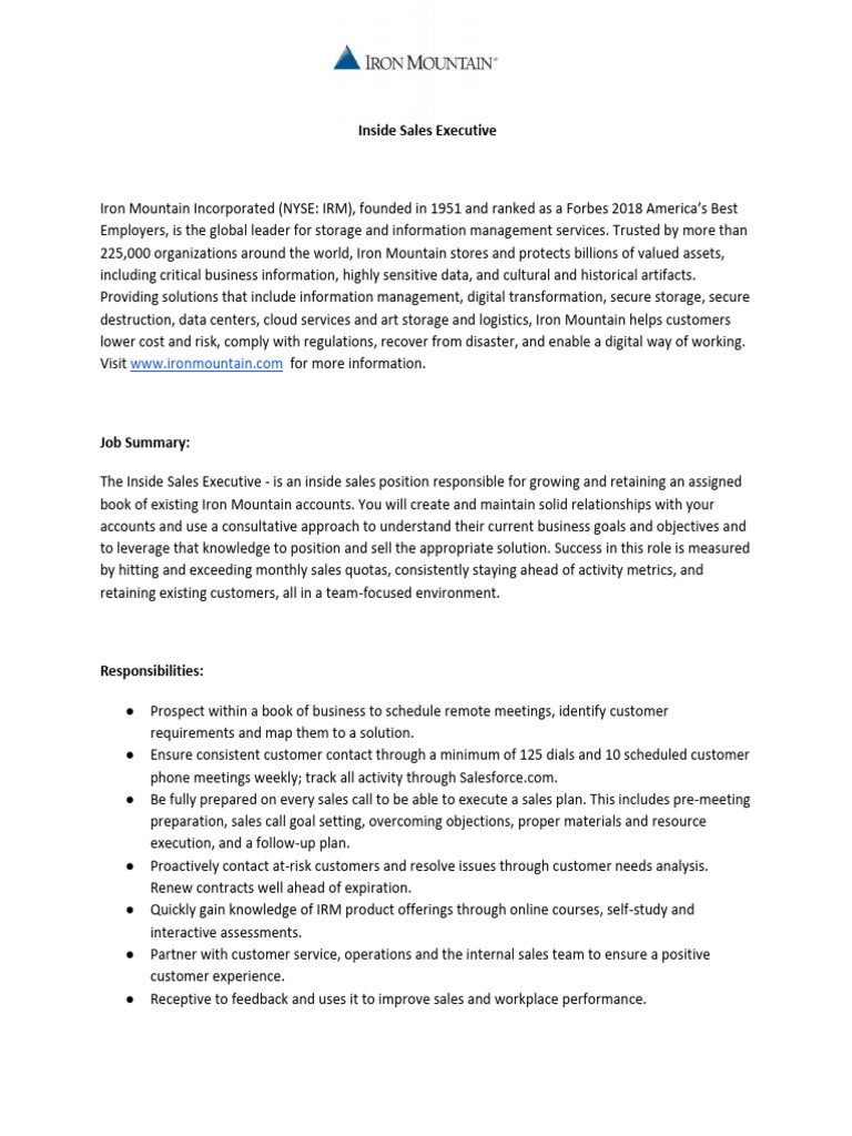 Inside Sales Executive (THA) | PDF