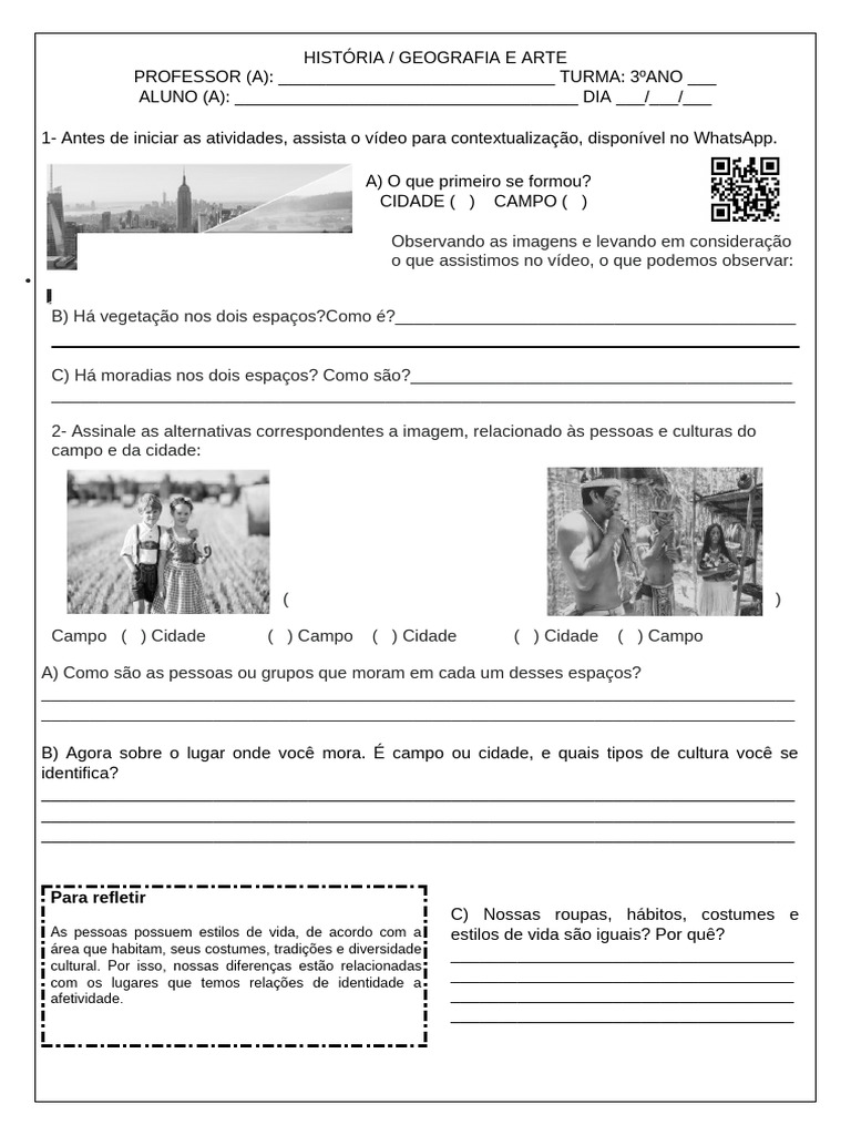 Campo e Cidade: Identidade e Cultura | PDF | Geografia | Jogos e Atividades